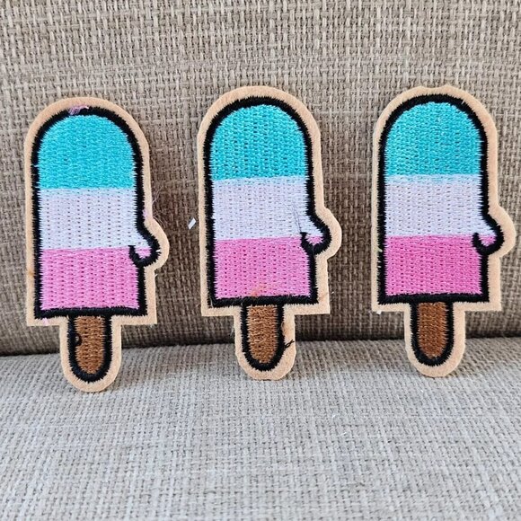 Lipstick Sequins Patches Ice Popsicle Patches Lot of 6 Iron ON Patches - Picture 9 of 9